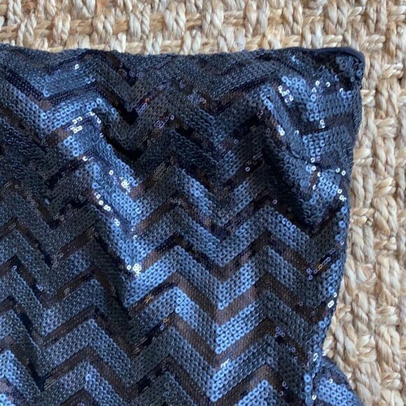 Bebe Black Sequence Dress with Side Ruffles - Picture 4 of 10